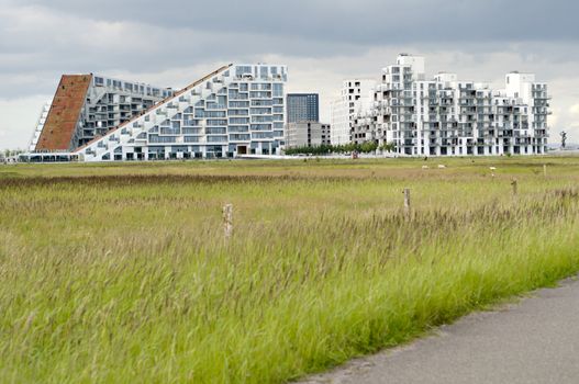 Modern buildings in the middle of coutryside