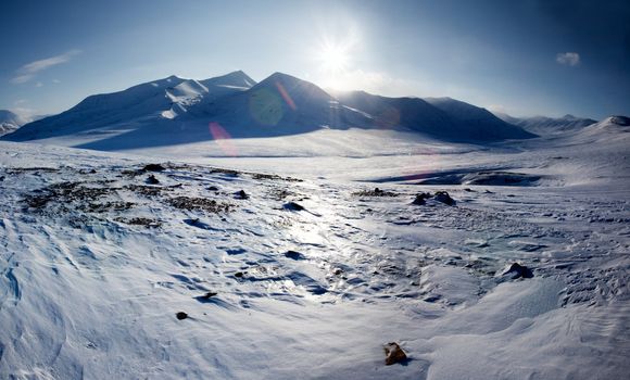 A mountain landscape on the Island of Spitsbergen, Svalbard, Norway