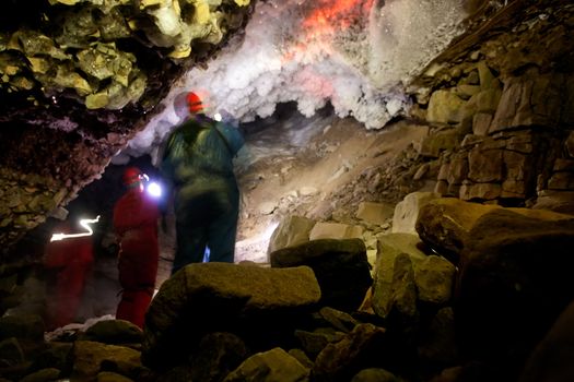 A dark and mysterious snow ice cave - A glacial grotto