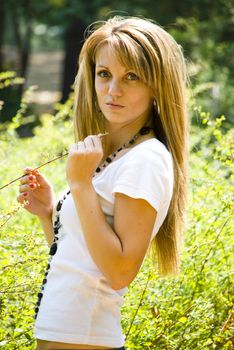 beautiful young model posing outdoor