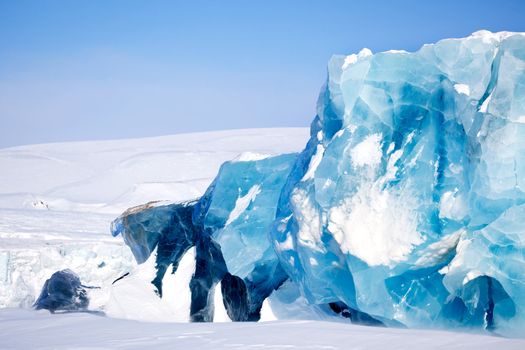 A glacier detail on the island of Spitsbergen, Svalbard, Norway