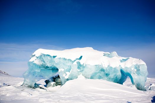 A glacier detail on the island of Spitsbergen, Svalbard, Norway