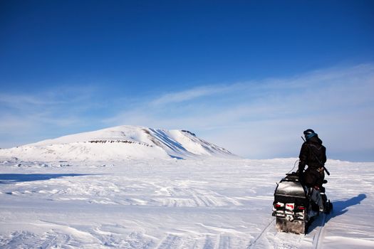 An adventure guide on the island of Spitsbergen, Svalbard, Norway