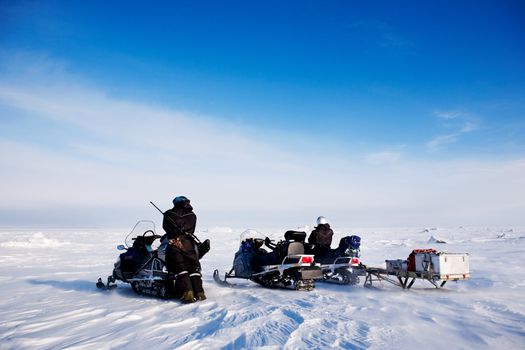 An adventure guide on the island of Spitsbergen, Svalbard, Norway