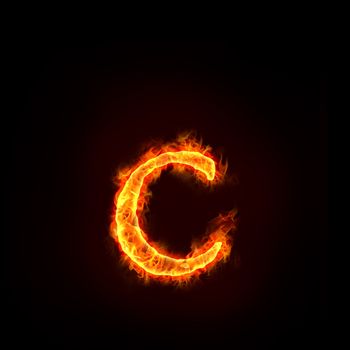 fire alphabets in flame, small letter c
