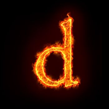 fire alphabets in flame, small letter d