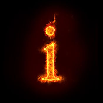 fire alphabets in flame, small letter i