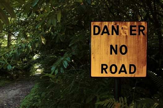 danger sign in knockanore county waterford in the south of ireland in summer