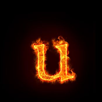 fire alphabets in flame, small letter u