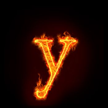 fire alphabets in flame, small letter y