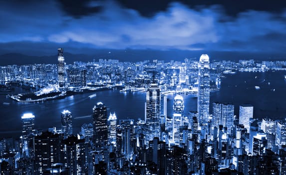 Skyscraper at night in Hong Kong