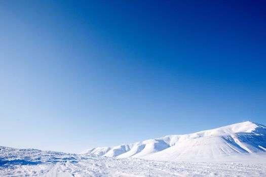 A winter landscape on Spitsbergen Island, Svalbard, Norway