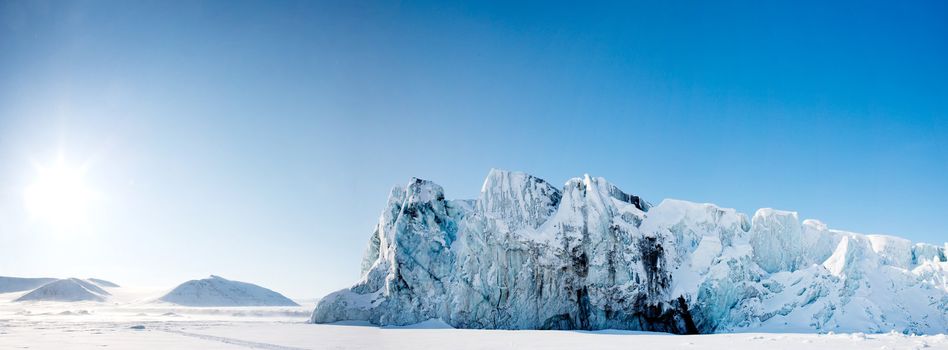 A glacier panorama from the island of Spitsbergen, Svalbard, Norway