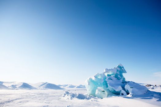 A glacier on the coast of Spitsbergen, Svalbard, Norway.