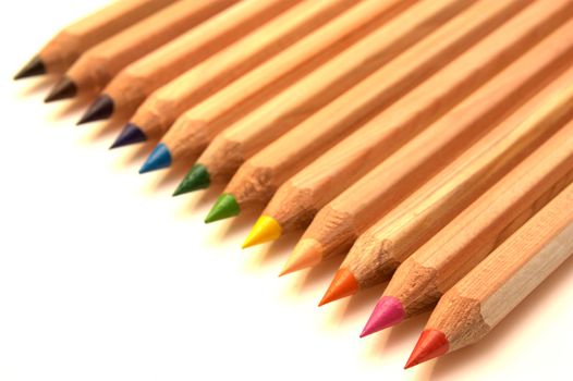 coloured wooden pencils isolated