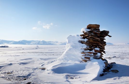 A beautiful winter moutain snow landscape taken on Spitsbergen Island, Svalbard, Norway