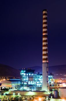 Industrial site from Piraeus, Greece at dusk