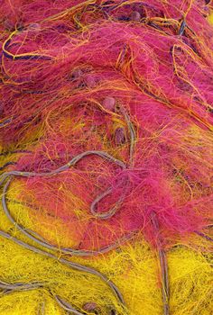 Image shows colorful fishing nets
