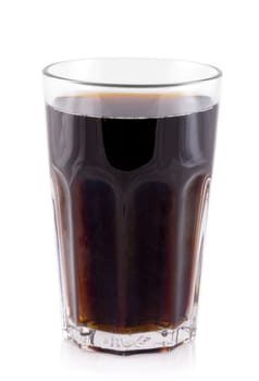 Large glass of cola on a white background.