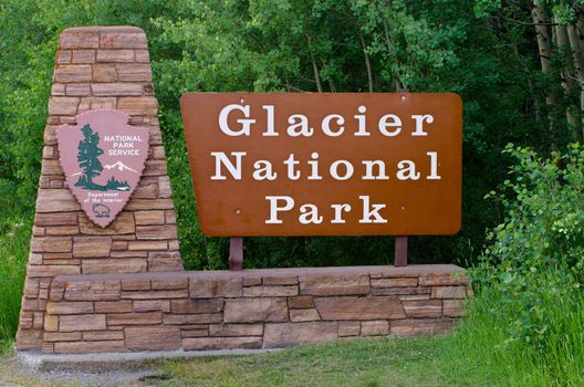 Welcome sign, Glacier National Park, Glacier County, Montana, USA