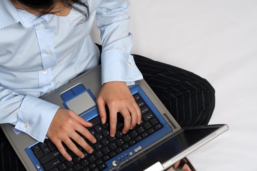 Businesswoman working on a laptop