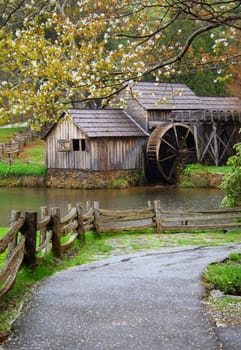 Mabrys Mill along the Blue Ridge Parkway in VA during Spring of the year.