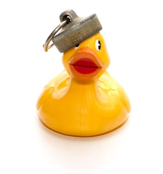 Plastic toy duck with hat