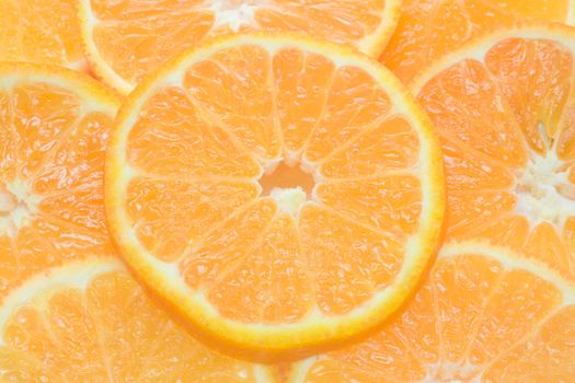 Juicy orange slices as background