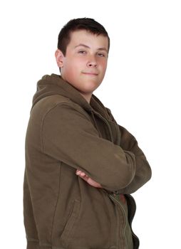 caucasian teen boy, isolated on white