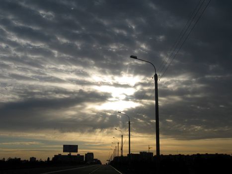 sunset above a city