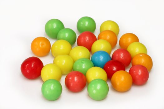 Chewing gum balls on white background