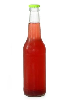 Bottle with elderberry lemonade isolated on white background