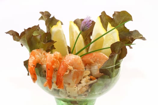 Fresh delicious seafood salad in detail