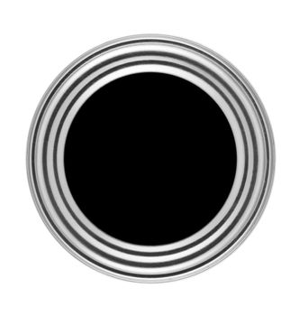 Circular button with metal frame isolated in white