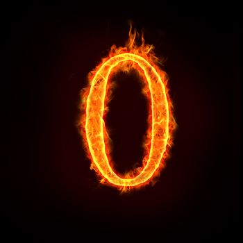 a series of fire numbers in flame, 0 or zero