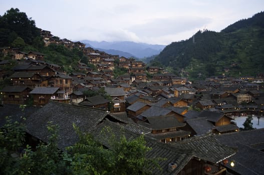 A old miao chinese village with tradtional style houses