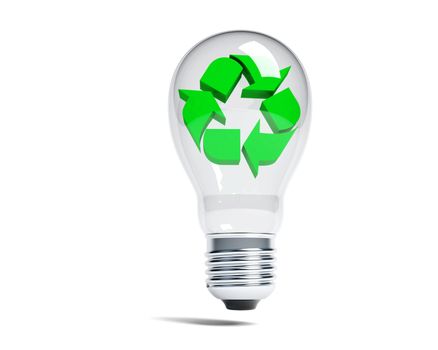a bulb lightwith a recycle sign