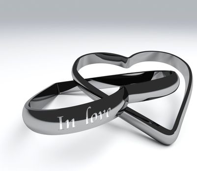 two rings in love heart