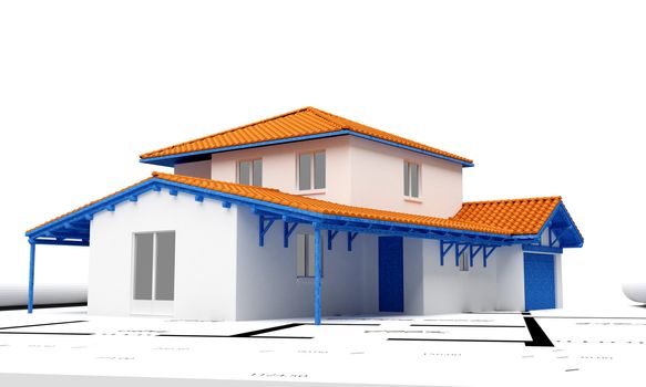 a house a france on a blueprint
