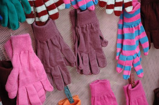 colorful striped winter glove with several models