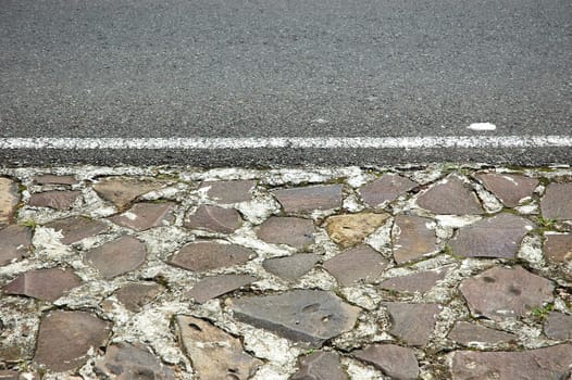 illustration of asphalt road and mountain rock