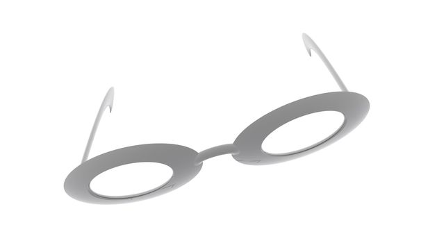 Grey metallic frame of glasses in white background