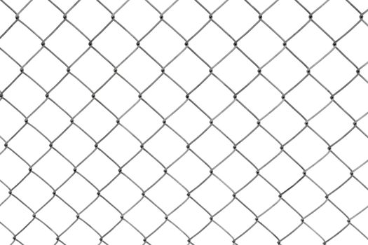 Chainlink fencing background texture pattern isolated on white background.