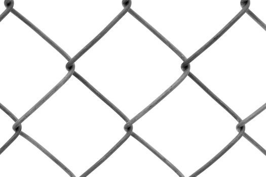 Chainlink fencing background texture pattern isolated on white background