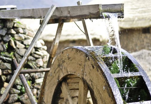 Traditional waterwheel working in a cultural village