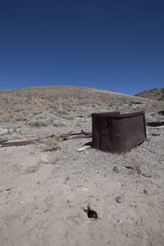 mine cart in the middle of the desert