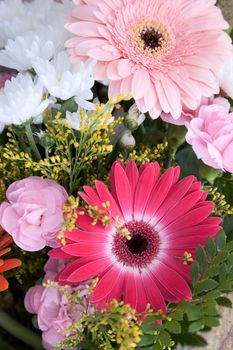The big bouquet with chrysanthemums suitable for a celebratory card