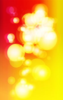 Portrait format image of circles set in soft and blurry focus to a red,orange and yellow base. Representative of soft Christmas lights in a background.