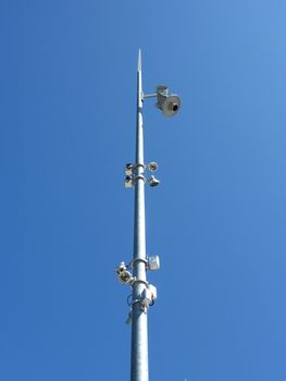 Streetlight made of several bulbs on a metallic pilone