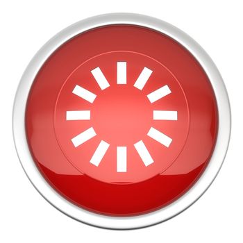 a large red loading icon in three d